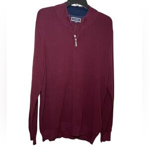 Club Room Men's Burgundy 1/4  Zip Sweater sz XL
